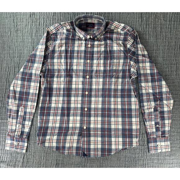 UNTUCKit Men's Plelades X-Large XL Long Sleeve Blue Red Plaid Button Down - Picture 1 of 5